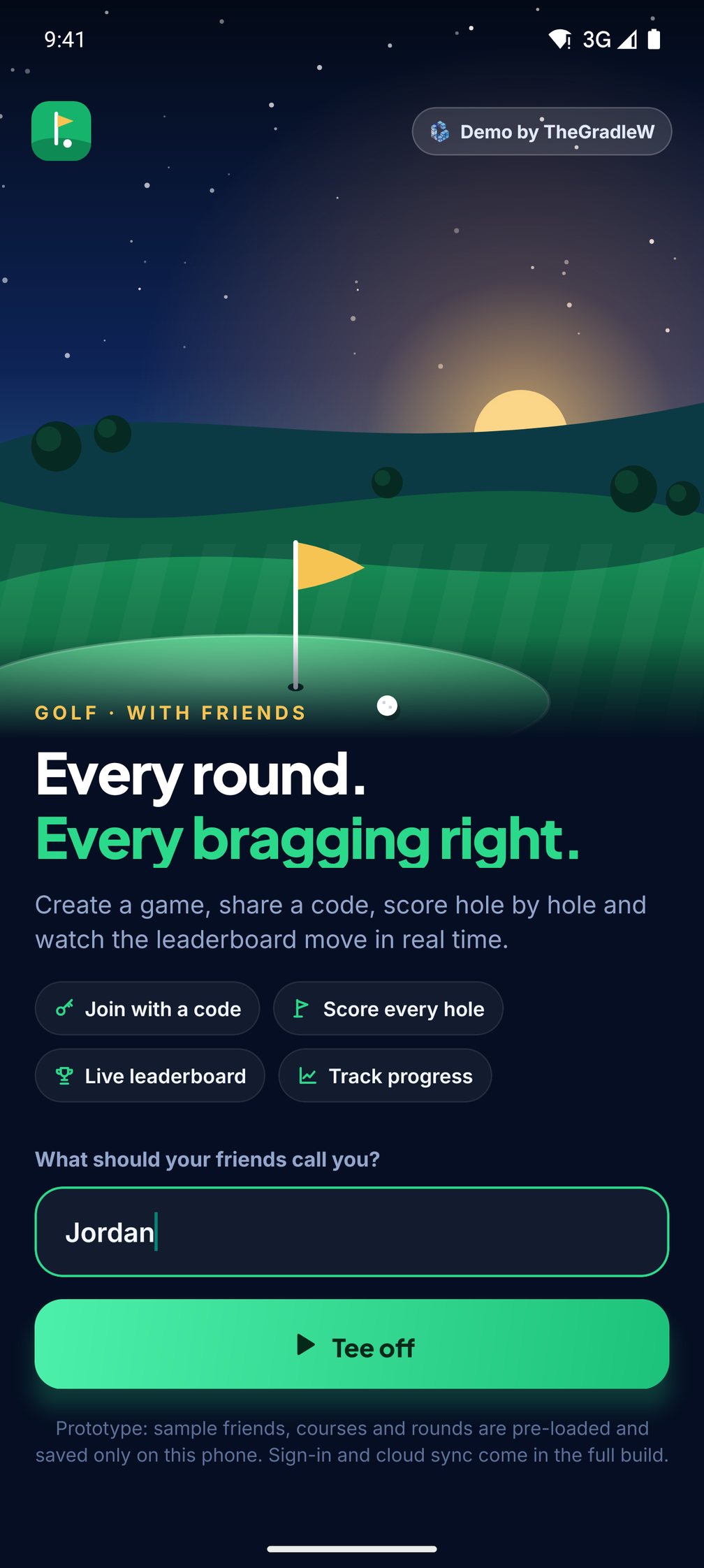Welcome screen
