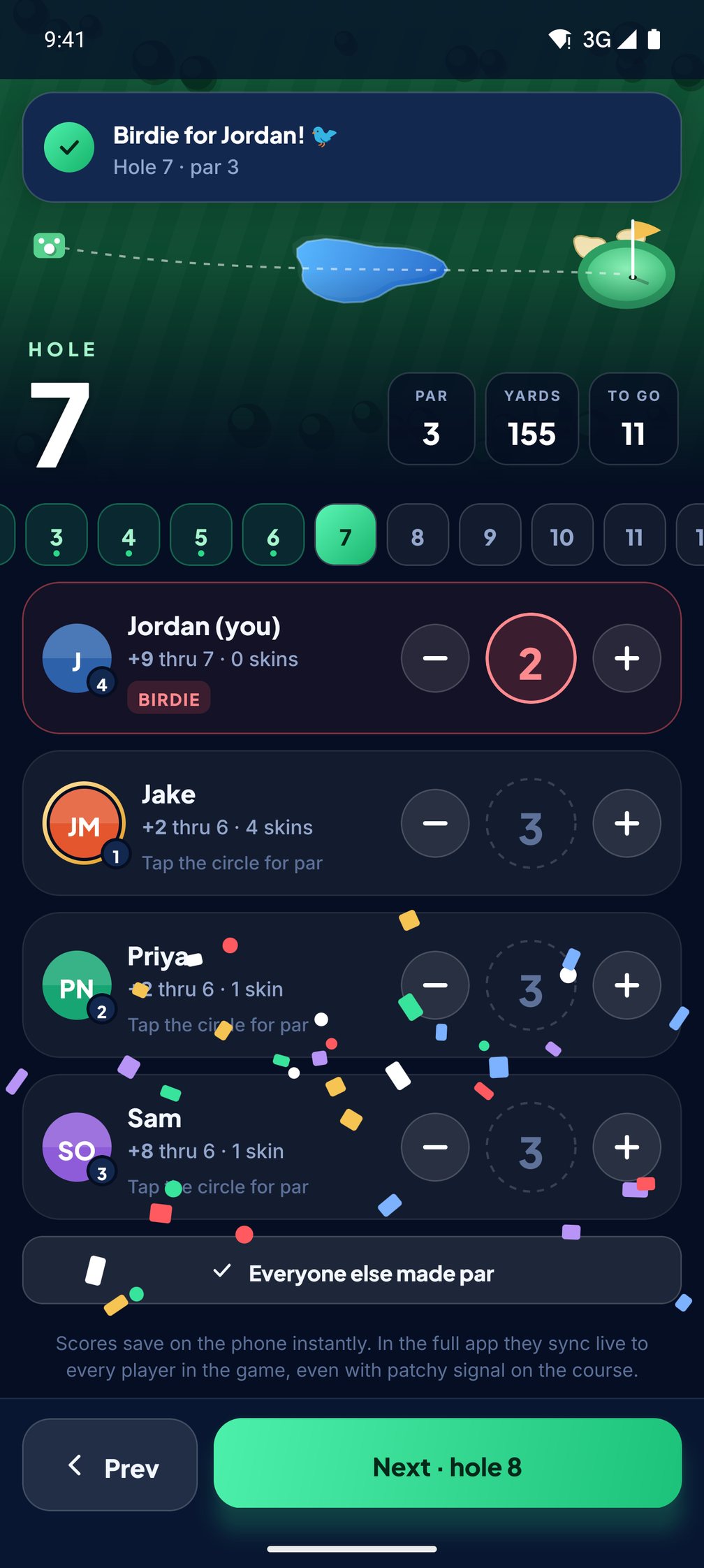 Hole-by-hole scoring